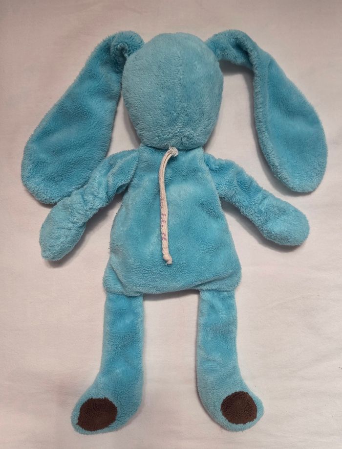 Doudou semi plat Lapin bleu turquoise DPAM - photo numéro 2