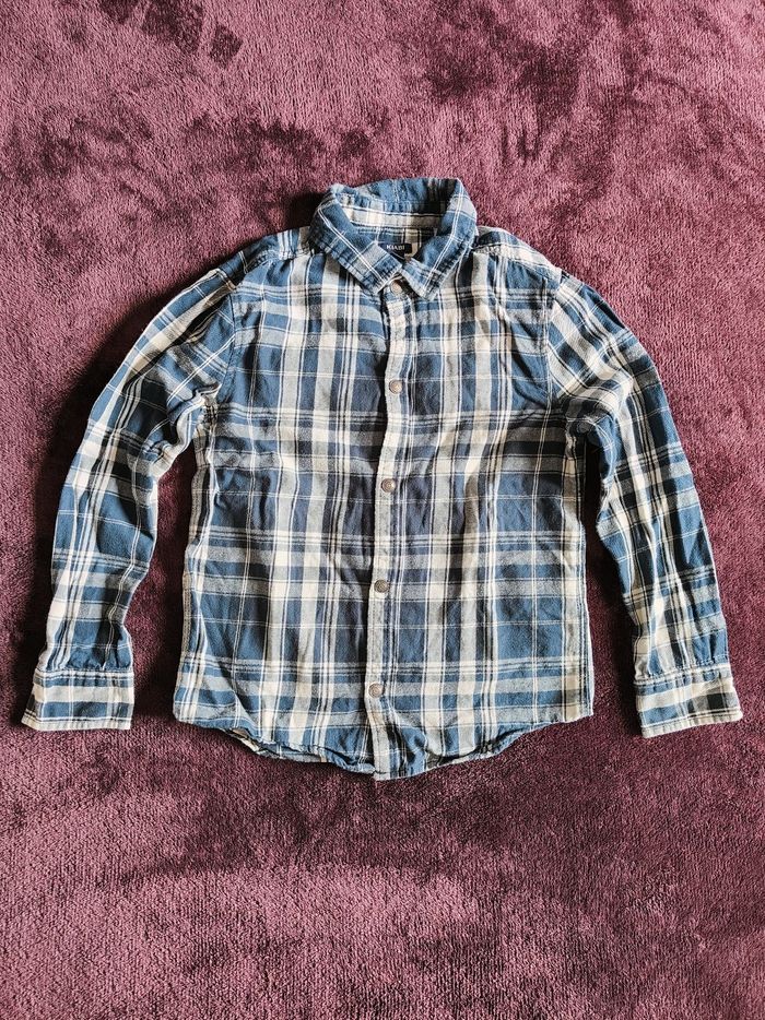 Chemise carreaux blanc et bleu marine Kiabi 8 ans