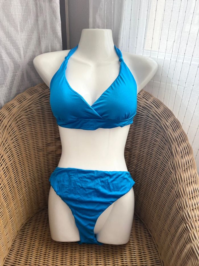 Maillot de bain 2 pièces - Calzedonia - bleu électrique - taille 36/38 - porté 1 fois