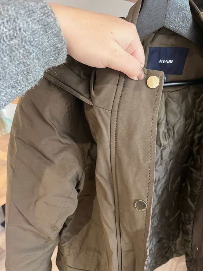 Manteau parka hiver kaki et doré capuche - photo numéro 4