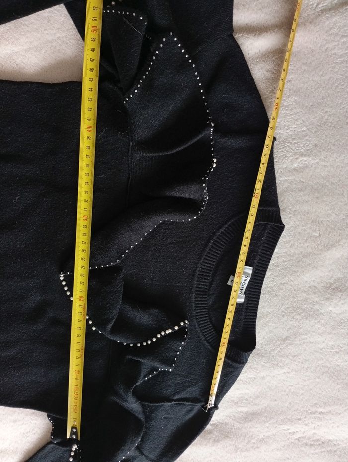 Pull noir à volants et perles. Sweewë 38 - photo numéro 5