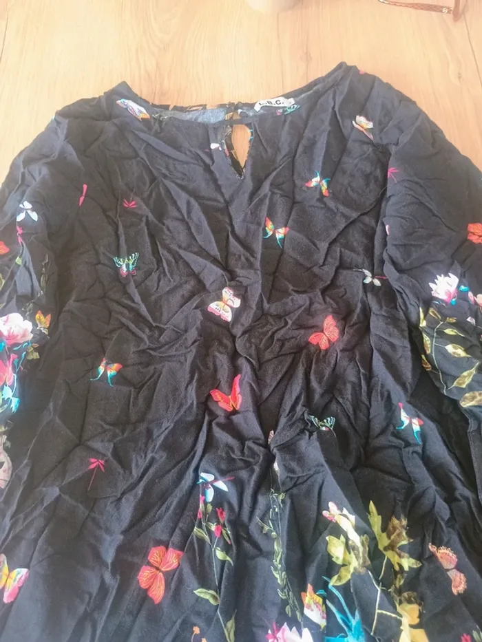 Robe noire imprimée papillons – L.B.C – Taille XL - photo numéro 3