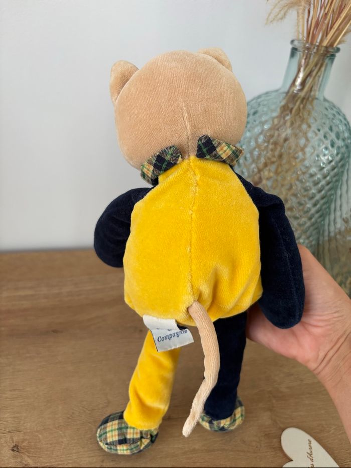 Peluche chat jaune bleu marine 30 cm - photo numéro 4