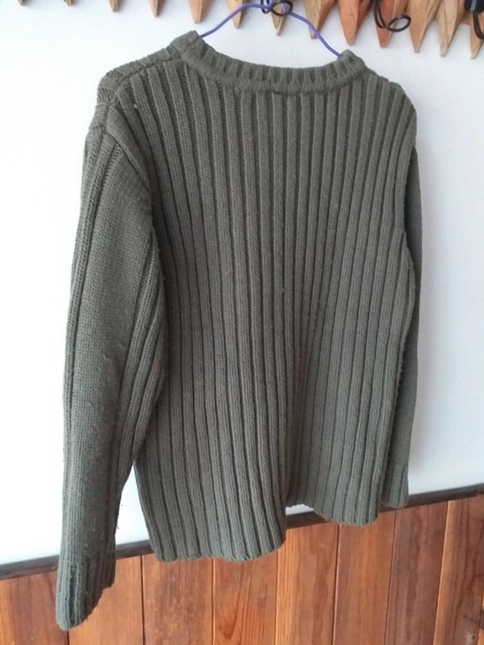 Pull kaki col rond laine - photo numéro 4