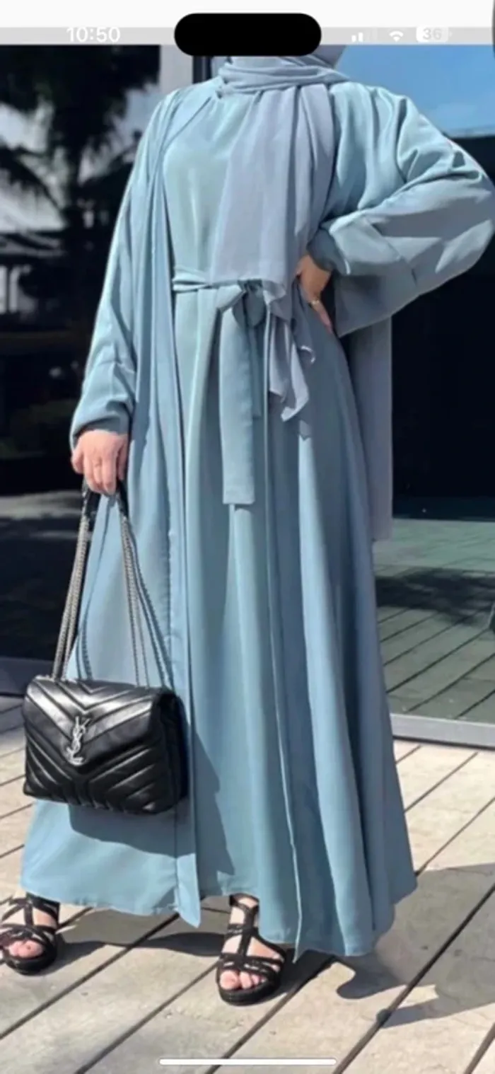 Set abaya+ robe et voile - photo numéro 2