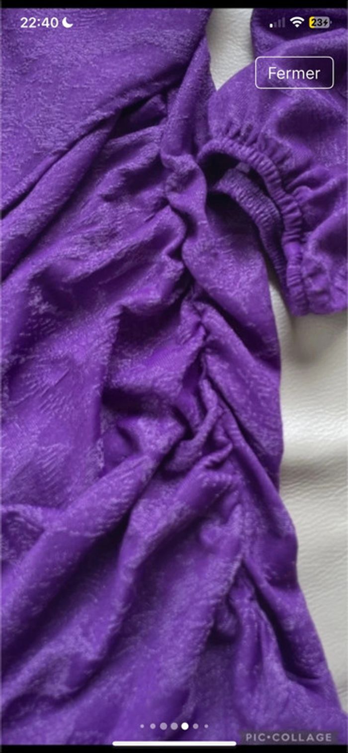 Zara jolie robe à épaulette neuve cœur croisé mauve taille 38 - photo numéro 8