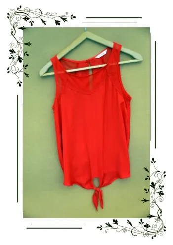 Top orange-rouge Sans manches Naf Naf Taille 38
