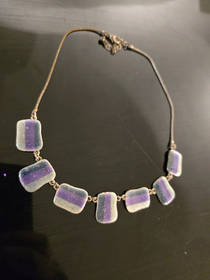 Collier vintage ras le cou multicolore - photo numéro 3