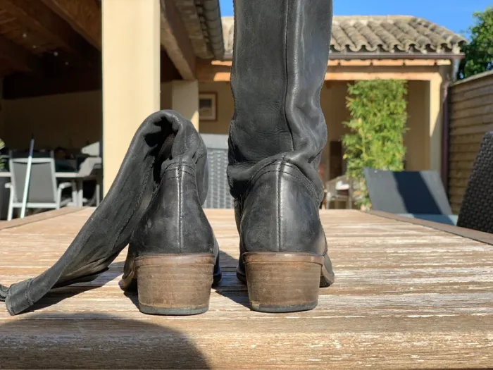 Bottes souples en cuir noir Minelli taille 37 - photo numéro 4