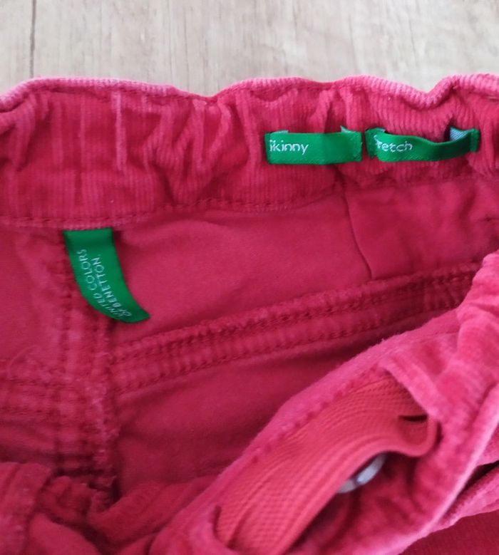Pantalon skinny garçon velours rouge taille 4 ans Benetton - photo numéro 3