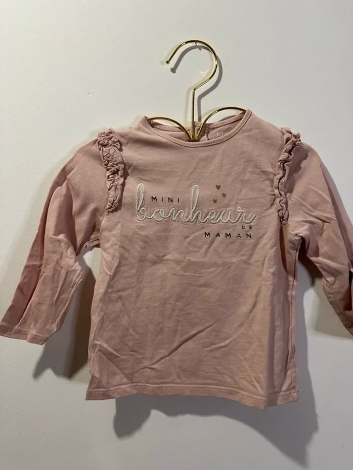 Tee shirt manches longue rose pale kiabi 18 mois mini bonheur de maman
