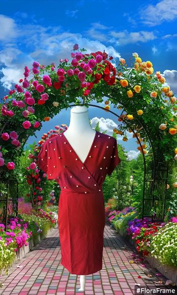 Robe rouge avec perles