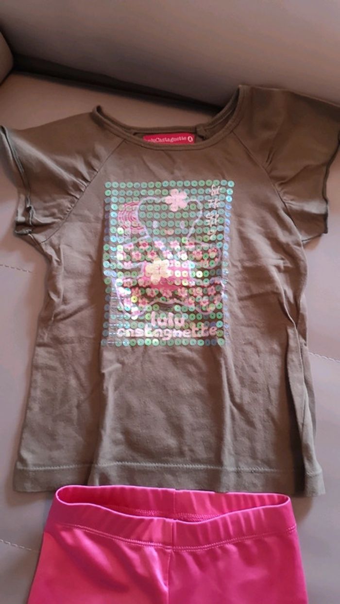 T shirt Lulu Castagnette et legging brillant - photo numéro 2