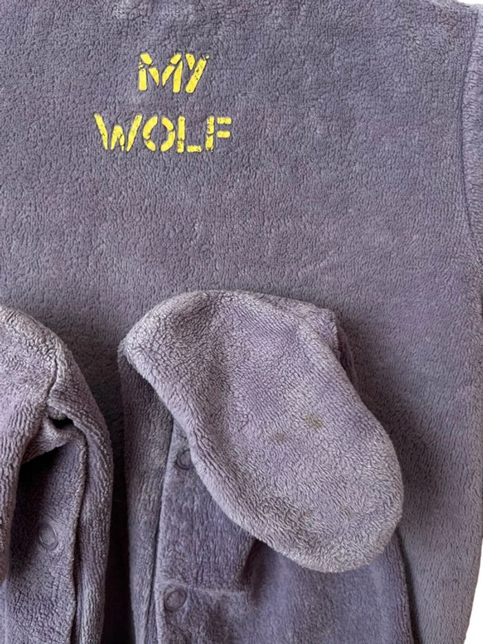 Pyjama velours violet (loup et arbres) - In Extenso 12 mois (80cm) - photo numéro 7