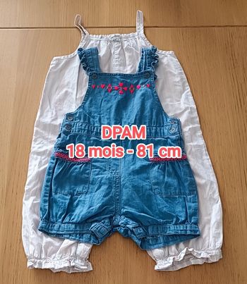 Lot : Salopette combi-short DPAM 18 mois fille