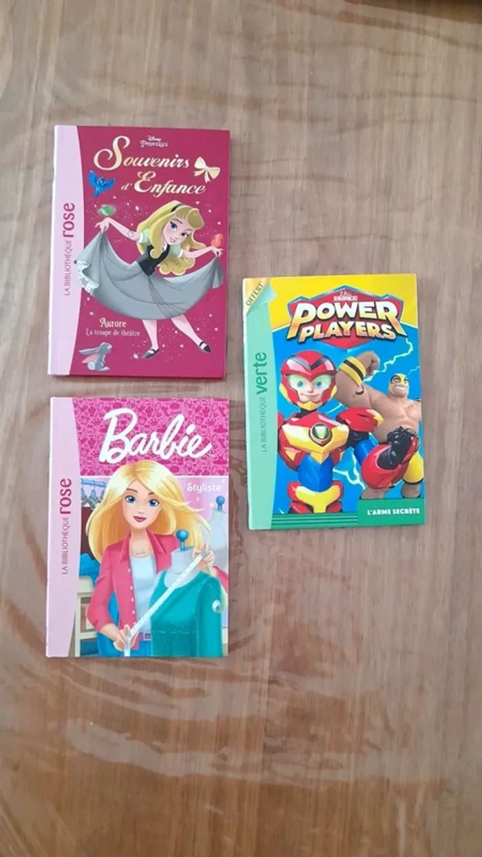 Lot 3 livre bibliothèque rose et verte