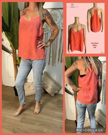 🍑 Débardeur corail texturé Gat Rimon – Taille L NEW 🍑