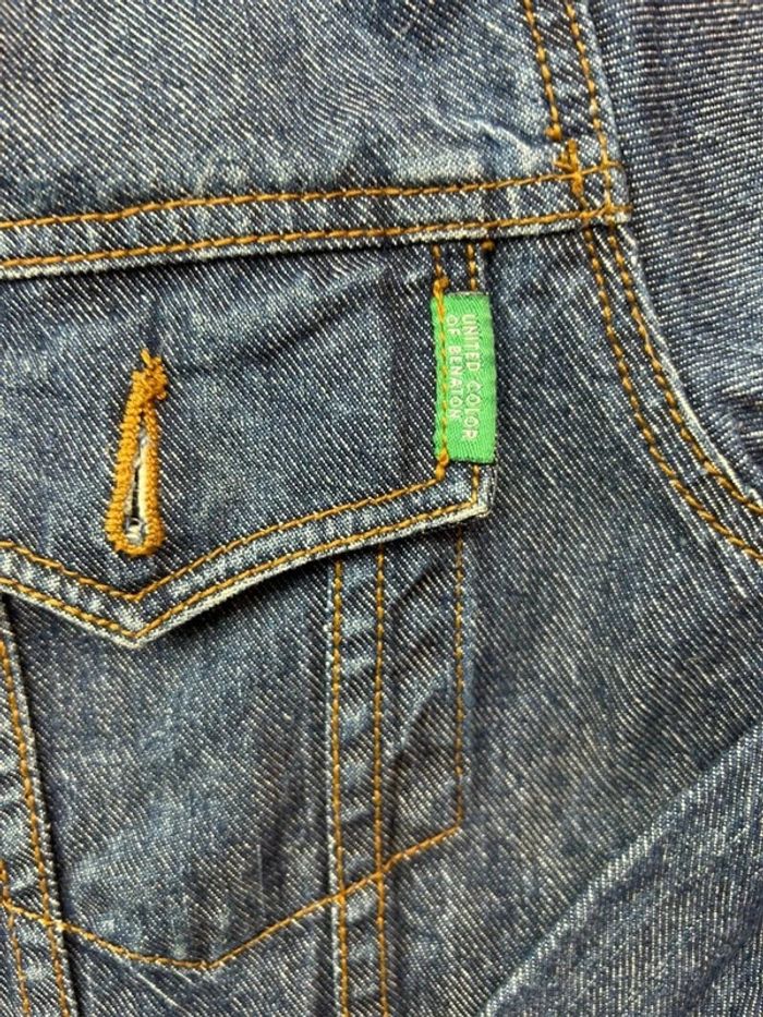 Veste en Jean Vintage Benetton Denim Bleu Brut – Taille M - photo numéro 3