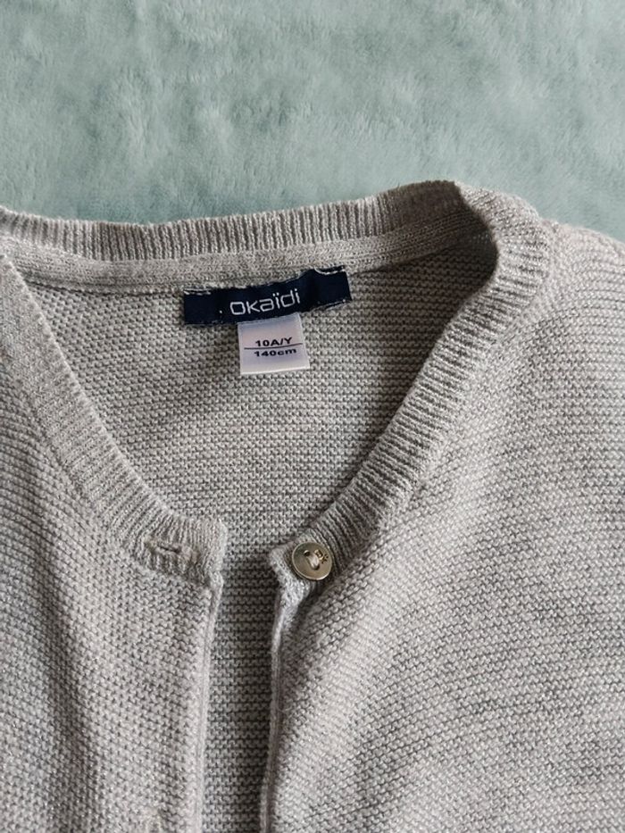 Gilet gris clair pailleté Okaïdi 10 ans - photo numéro 4