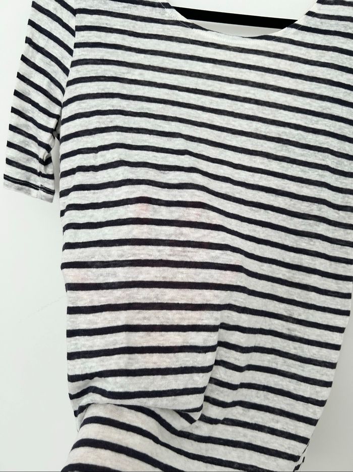 T-shirt marinière manches 3/4 crochet dans le dos Naf Naf L - photo numéro 2