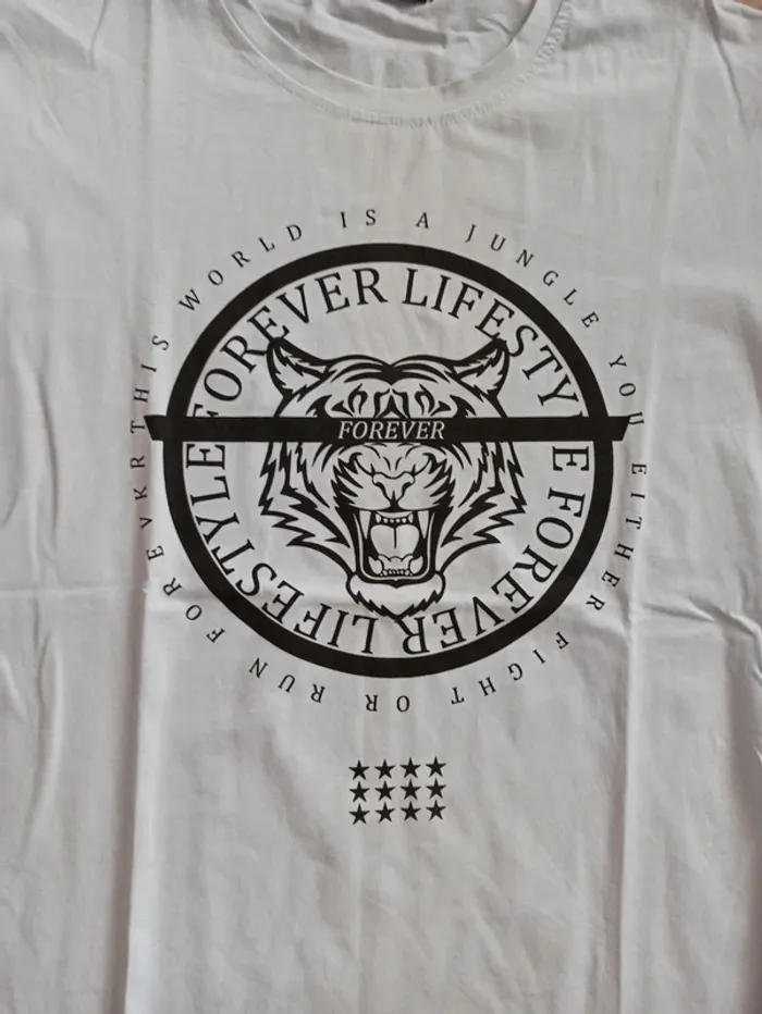 Tee shirt blanc homme tête de tigre L - photo numéro 3