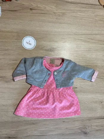 Robe manche longue rose bonbon hiver avec son gilet bébé fille 3 mois Boîte à Malices