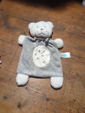 Doudou ors blanc gris tex carrefour neuf