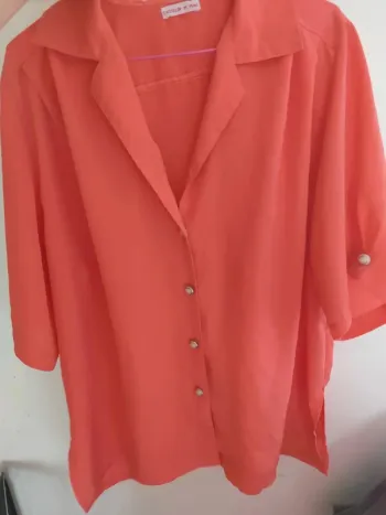 Chemisier rose corail manches courtes