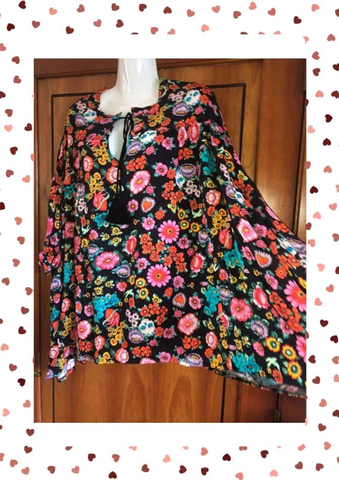Tunique fleurie taille unique April Vintage - photo numéro 3