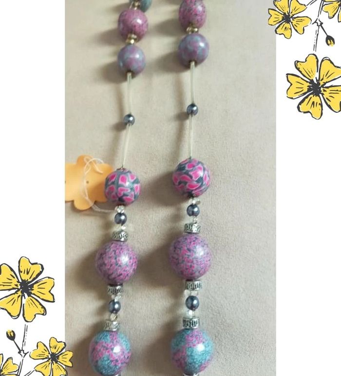 Collier fée en perles de pâte polymère – Pièce artisanale _ Collection Nuances de Rose - photo numéro 5