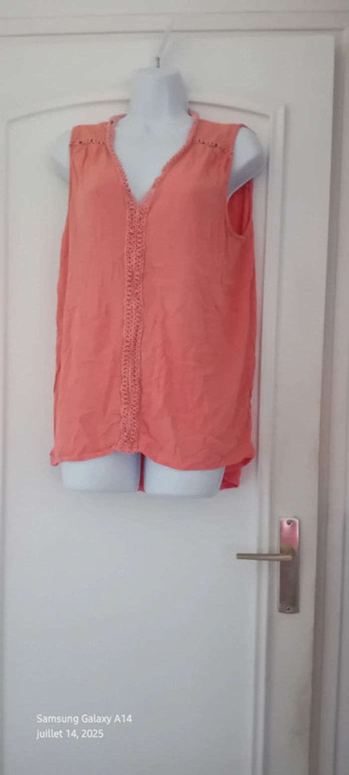 Tunique sans manches assymetrique bandes ajourées rose femme XL camaïeu - photo numéro 5