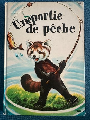 Livre ancien album carton Une partie de pêche éditions Lito Pit panda roux
