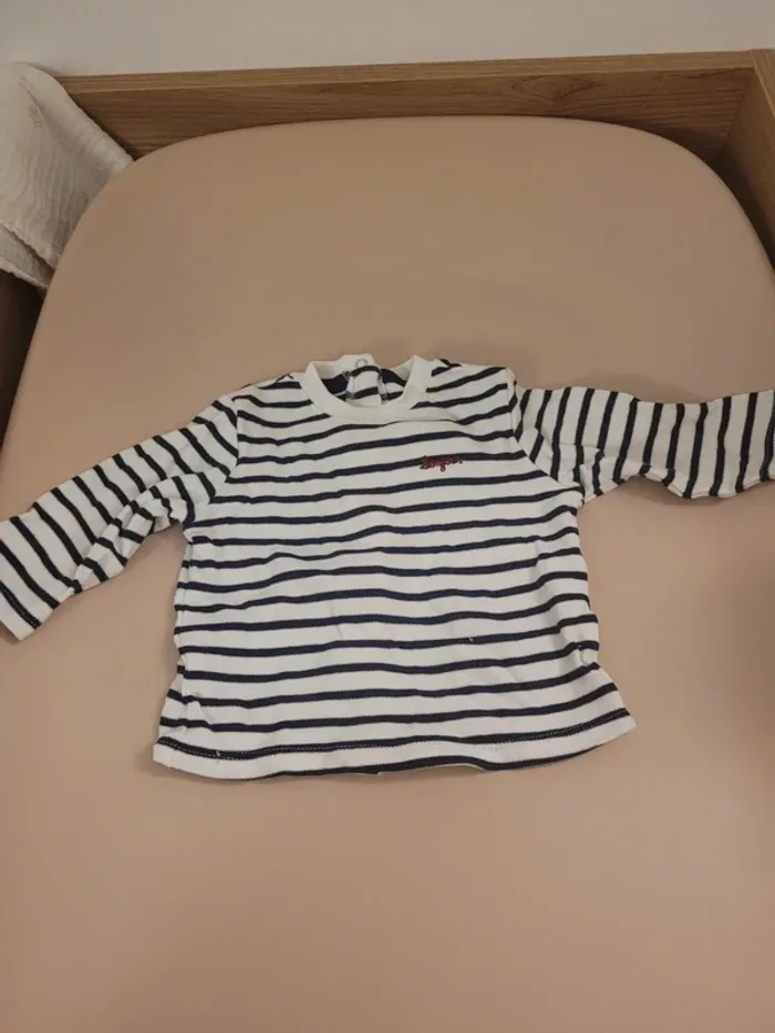 Pull marinière bonjour