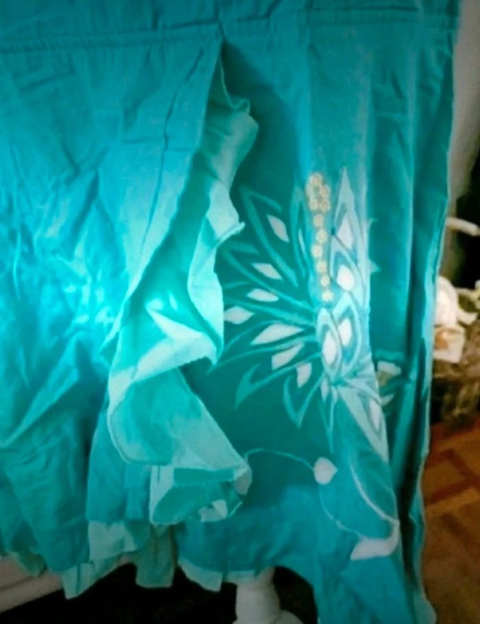 Jupe asymétrique  bleu celadon/turquoise. René Derhy T 40 Neuve - photo numéro 2