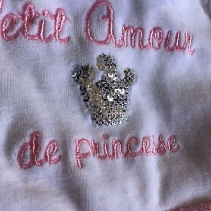 Ensemble velours couronne argenté sequins 3 mois - photo numéro 4