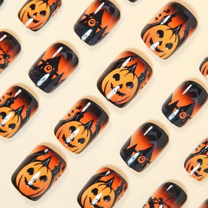 🏰 Faux ongles Press-On Style Européen – 24 pièces pour une élégance sombre au bout des doigts 🖤🎃 - photo numéro 3