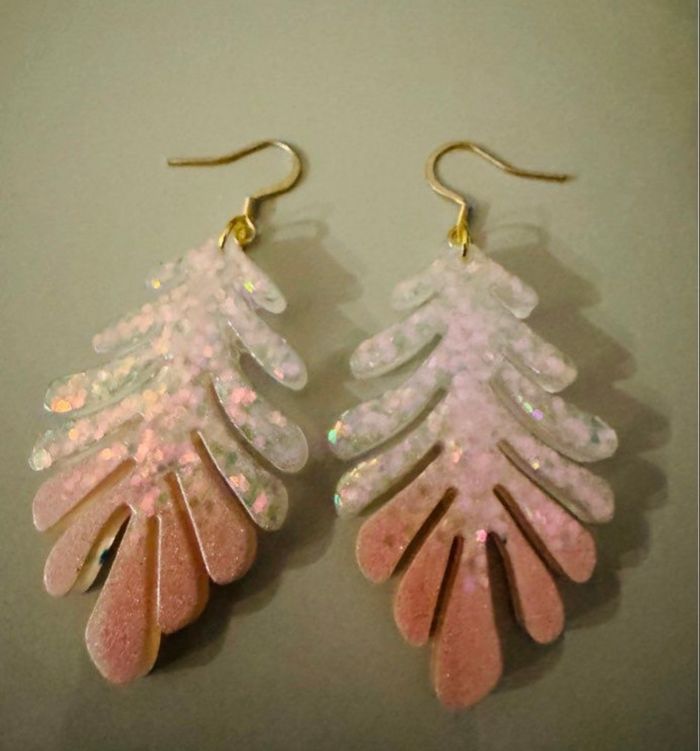 Boucle feuille rose blanc - photo numéro 4