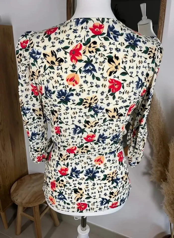 Blouse crème fleurie manches 3/4 Ba&sh - photo numéro 4