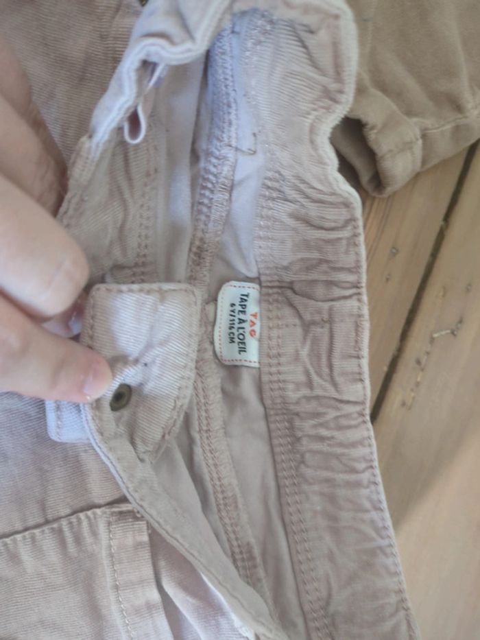 Lot 2 shorts velours cotelé vieux rose pâle et marron taupe 6 ans tao - photo numéro 3