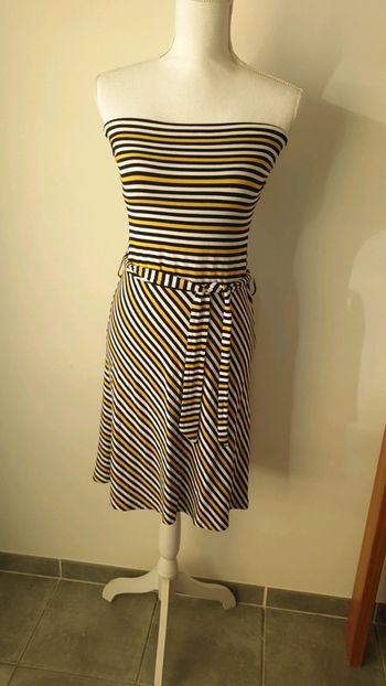Robe bustier été rayée noir blanc et jaune marque H&M taille S