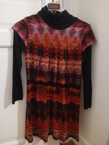 🧡 Robe Tunique Tricot Graphique | Derhy Kids 8/10 ans 🖤