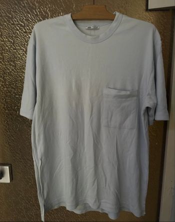 T-shirt uni bleu ciel Zara taille XL
