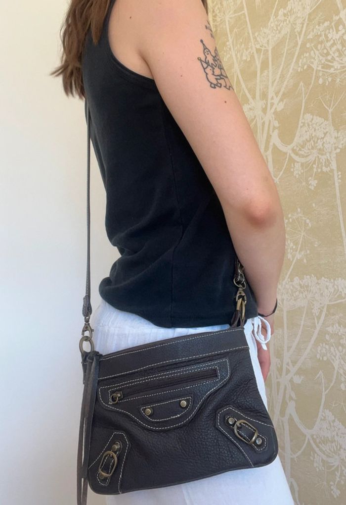 Sac en bandoulière en cuir vera pelle Made in italy it bag city - photo numéro 5