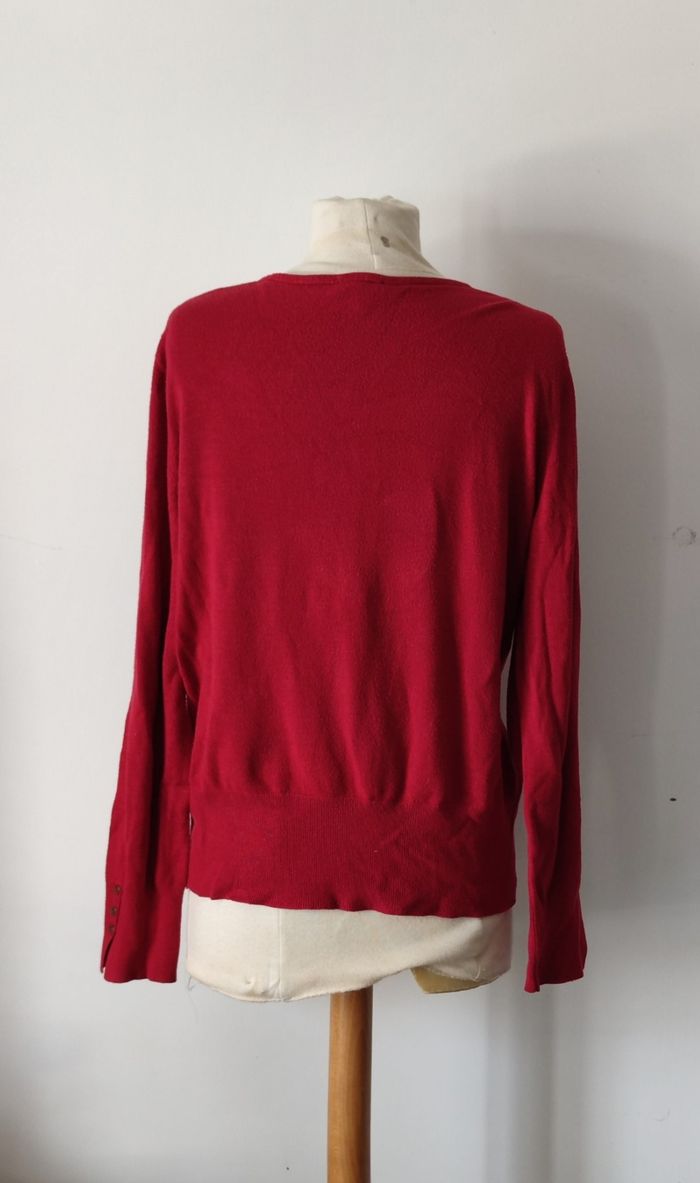 Pull avec Col en V manche longue marque Grain de malice taille L couleur rouge pour femme - photo numéro 2