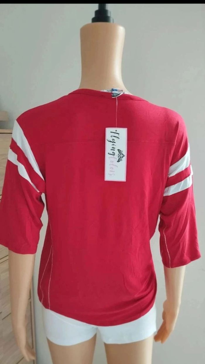 Tee-shirt rouge bandes  blanche  taille  36 femme - photo numéro 5