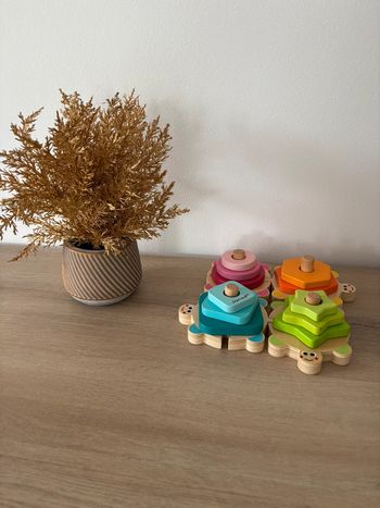 Jeu d’encastrement Janod – Tortue en bois, bon état, éveil & motricité
