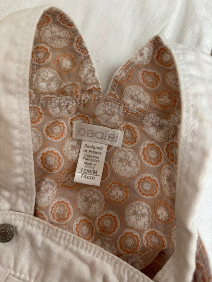 Salopette blanche Obaibi taille 12 mois - photo numéro 5
