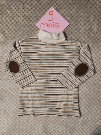 T-shirt rayé col roulé 9 mois