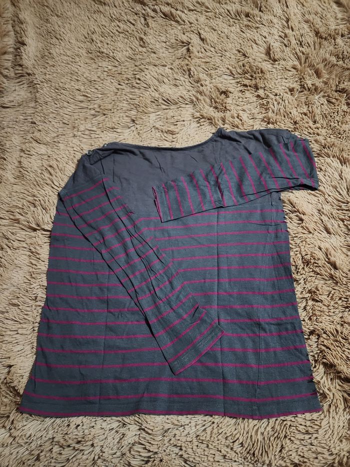 Tee-shirt à Manches Longues à rayures rose - photo numéro 3