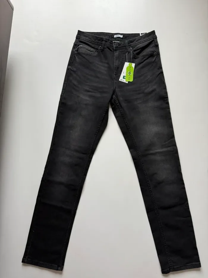 Jeans slim gris noir Gemo